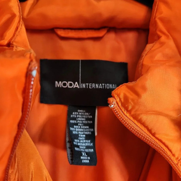 Moda International Down Coat Womens XL  Orange - Picture 4 of 13